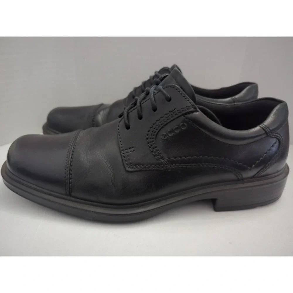 Ecco Helsinki Black Leather Lace Up‎ Oxfords Cap Toe Men's Size 43 US 9-9.5